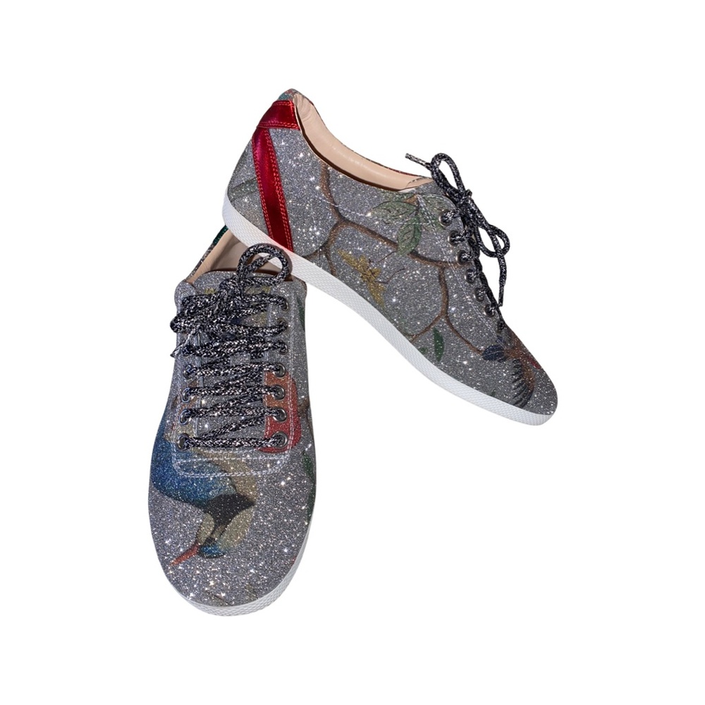 Gucci Limited Edition Sparkle Sneakers with Blue Jay and Red Canary birds - Picture 2 of 7